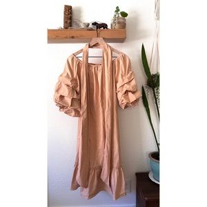 Zara nude color puff shoulder dress